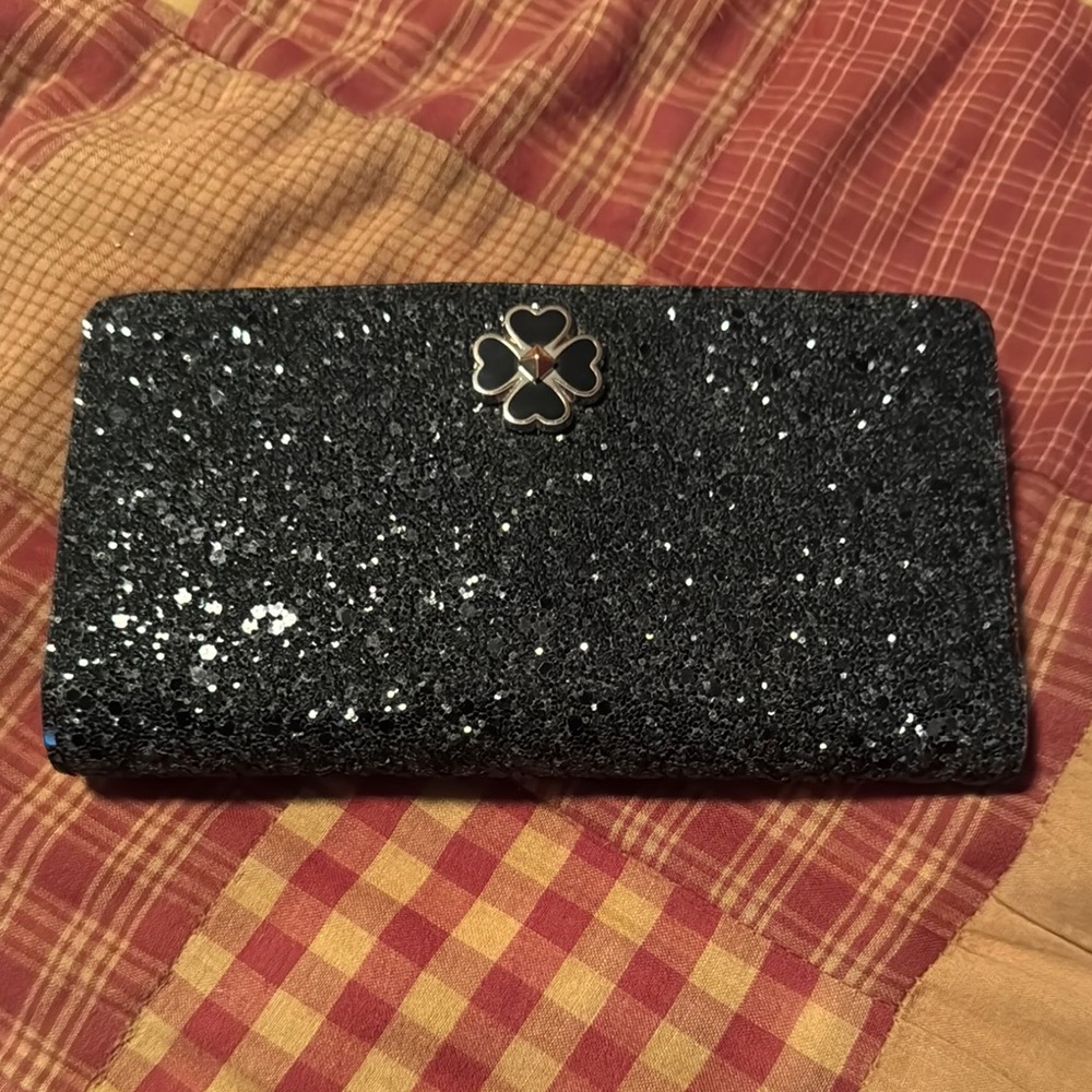 Kate spade ♠️ Black Glitter Clutch